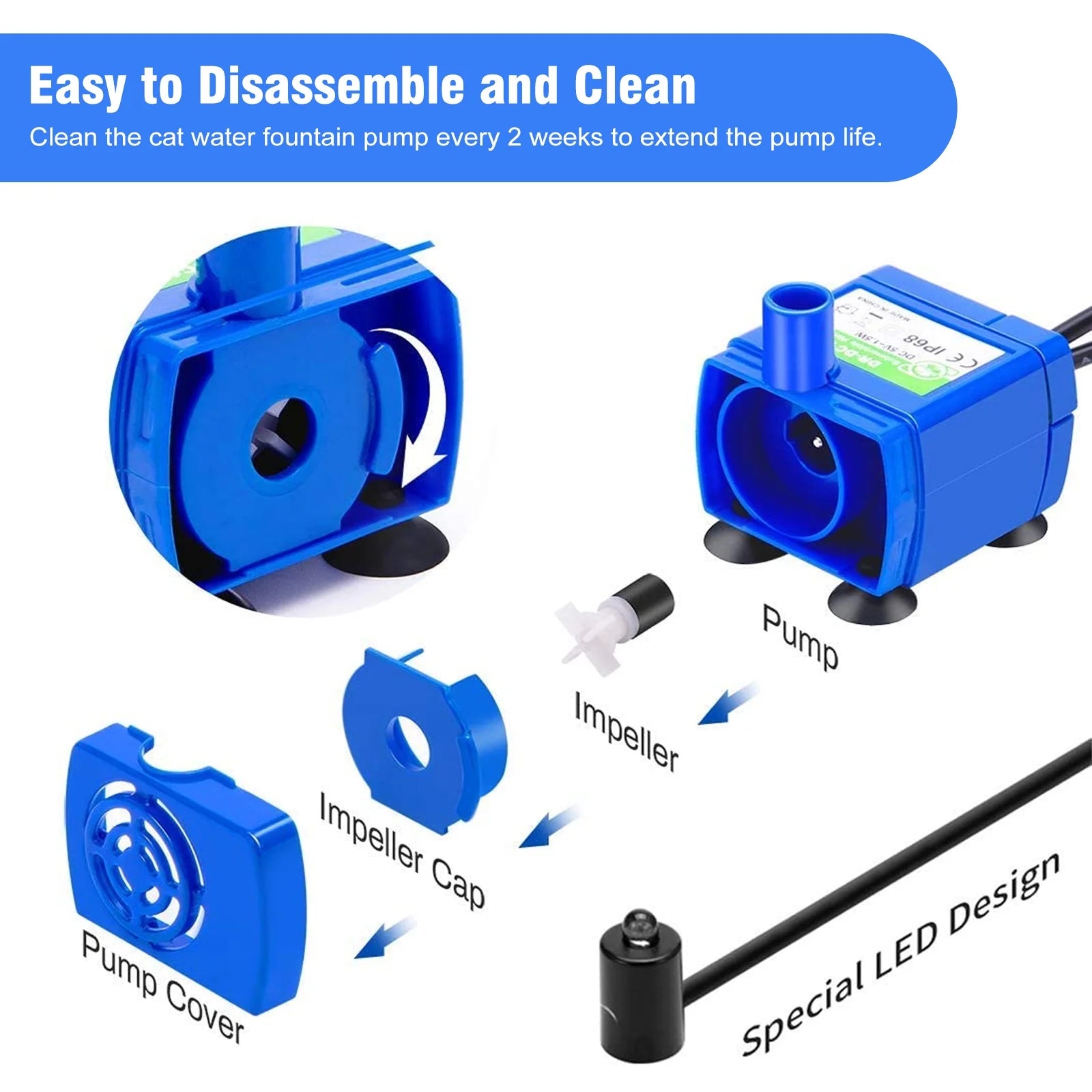 Bomba Para Fuente De Agua Para Gatos, Bomba De Fuente De Agua Para Mascotas  Motor Compatible Para Fuente Para Beber De Mascotas Dispensador De Agua Para Gatos De Repuesto
